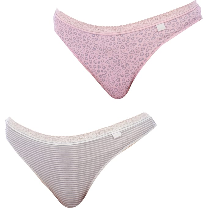 Set van 2 katoenen strings 1031159 Dames