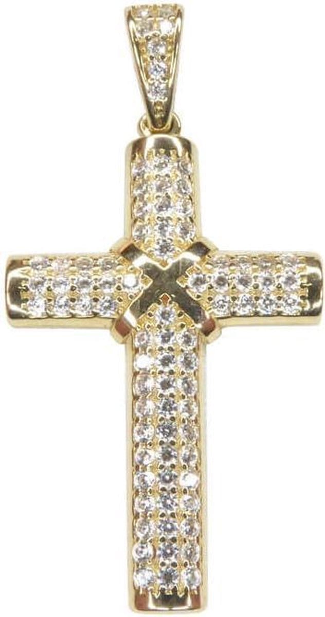 14 karaat geel gouden zirkonia kruis