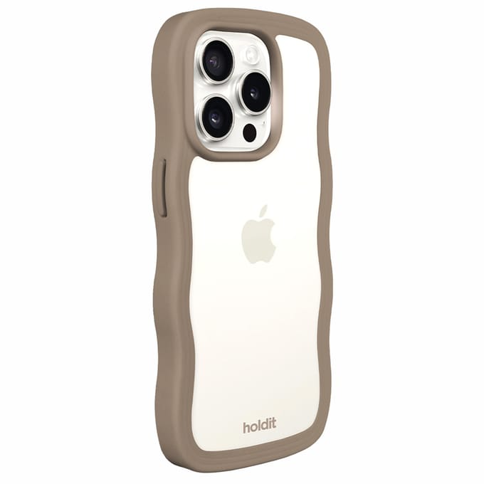 Holdit Wavy Case geschikt voor Apple iPhone 15 Pro - Mocha Brown / Transparent