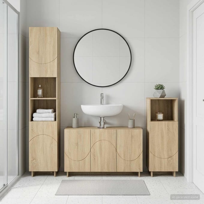 vidaXL - Badkamerkast - set - 3 - st - Sonoma - Eiken - Bewerkt - hout