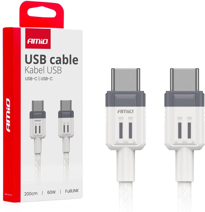 AMiO USB-C naar USB-C Kabel – 60W – 200cm – FullLINK – 03909