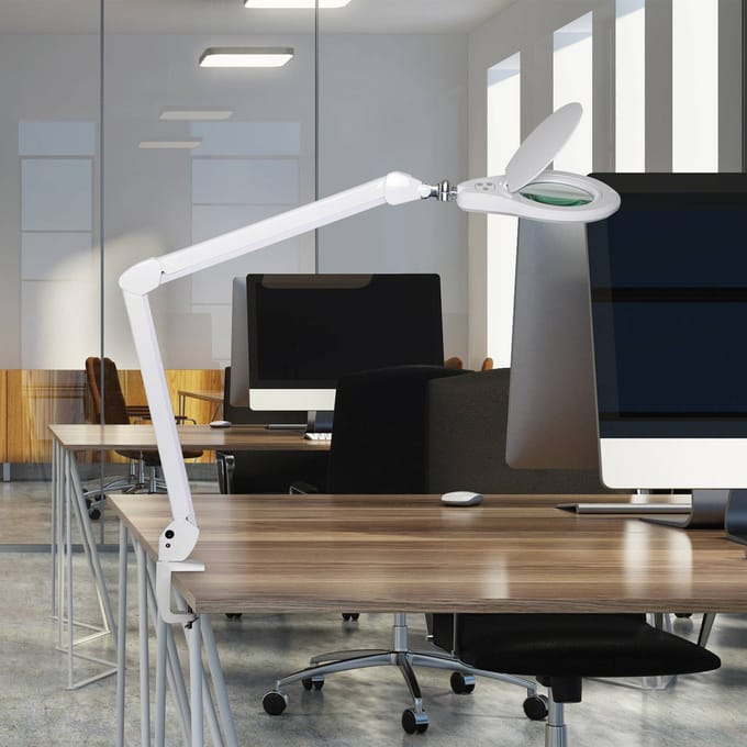MAULsource LED Loeplamp - dimmbaar - tafelklem - wit - metaal|kunststof - 1 stuk - 83 x 20 x 50.5 cm - MAUL
