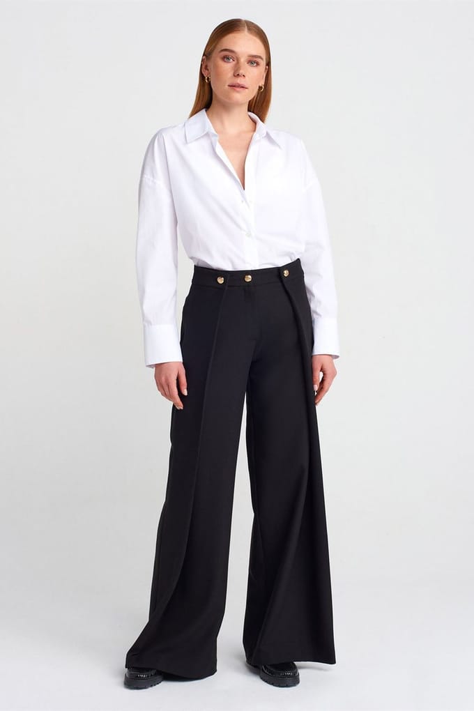 Dames Hoge Taille Wijde Pijpen Crepe Broek