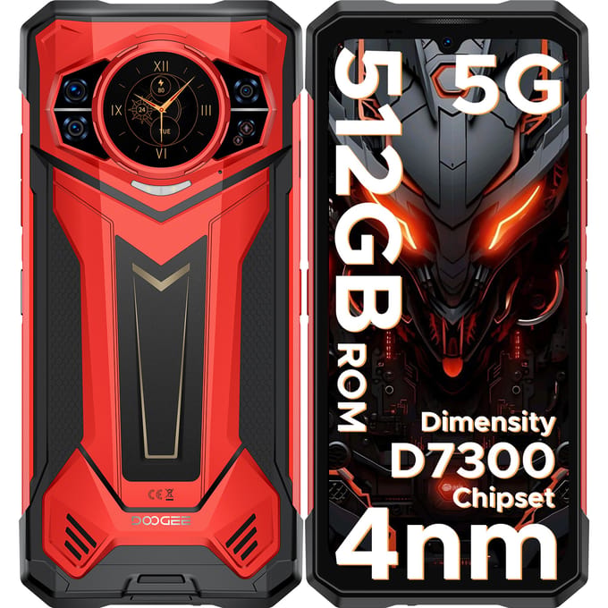 DOOGEE S200 Plus duurzame smartphone, 5G, Dimensity 7300, 16GB+20GB RAM + 512GB opslag, 1,32" dynamisch achterdisplay, Android 15, 10100mAh,