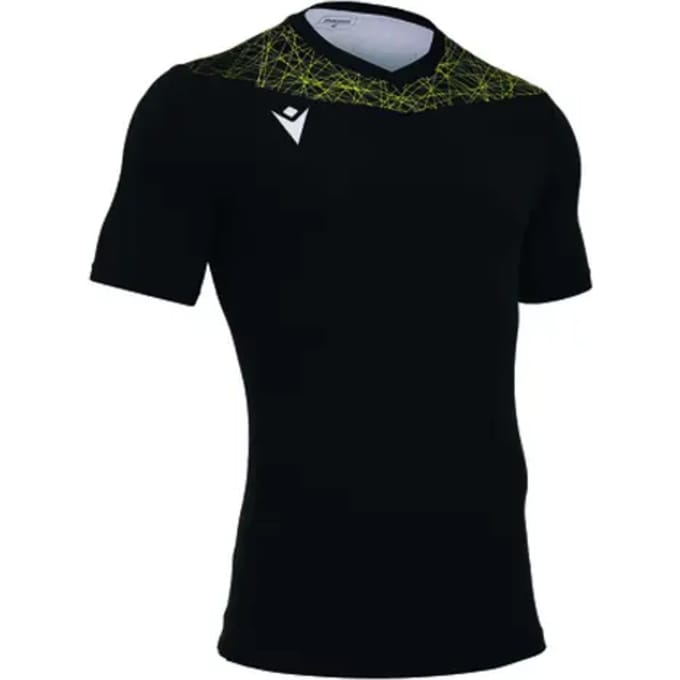 Macron Nash Shirt Korte Mouw Kinderen - Zwart / Geel | Maat: 7-8 Y