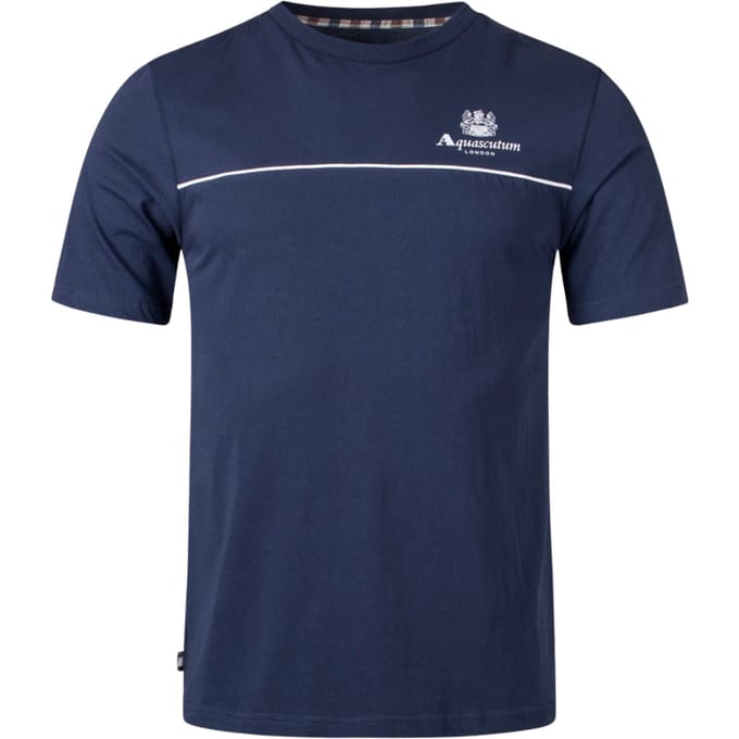 Aquascutum Active Piping Design marineblauw T-shirt