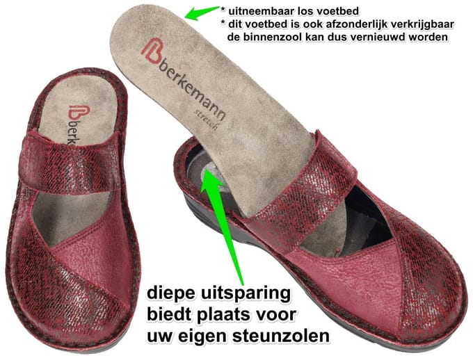 Berkemann -Dames - bordeaux - pantoffels - maat 35.5
