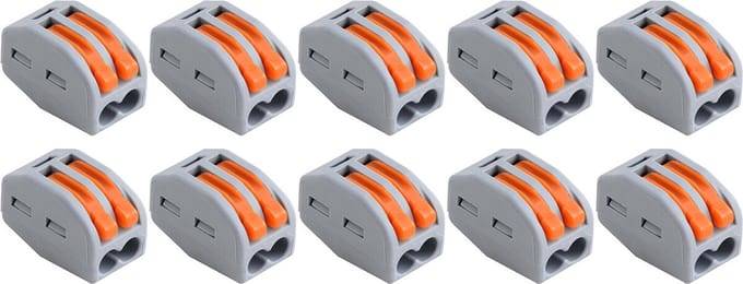 Lasklem Set 10 Stuks - 2 Polig met Klemmetjes - Grijs/Oranje