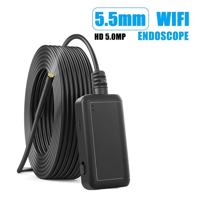 F220 5,5 mm Endoscope industriel WiFi Endoscope Caméra d'inspection intégrée 6 5m Hard Wire gray