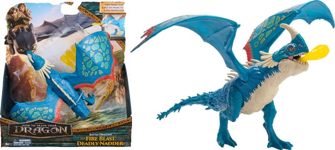 How To Train Your Dragon - Hoe Tem Je Een Draak - Battle Dragons Fire Blast Akelige Adder Actiefiguur 25 cm - Speelgoed