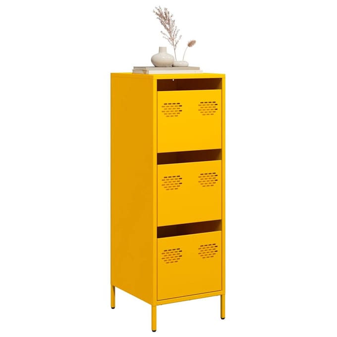 vidaXL - Hoge - kast - 39x35x103,5 - cm - staal - mosterdgeel