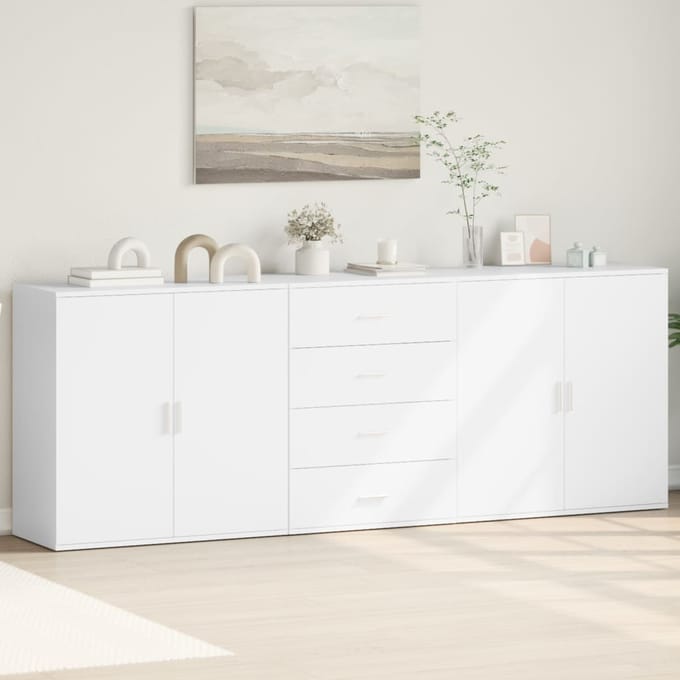 vidaXL - Dressoirs - 3 - st - bewerkt - hout - wit