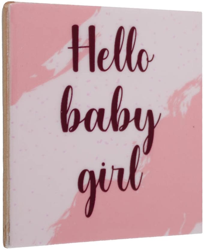 Tegeltje met tekst hello baby girl - keramisch cadeautegeltje