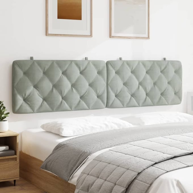 vidaXL - Hoofdbordkussen - 200 - cm - velvet - lichtgrijs