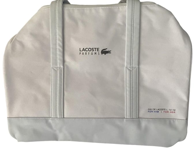 Lacoste, Eau de Lacoste L.12.12, Polyester, Textiele Tas, Weekendtas, Wit, Unisex, 16 x 10 x 10 inch