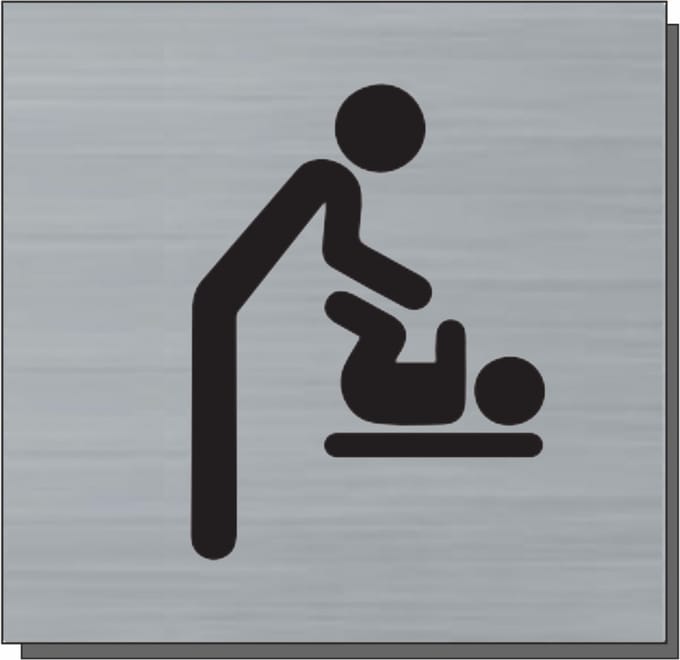 Deurbordje - bordje - Baby verschoon icoon heer - vierkant met RVS look