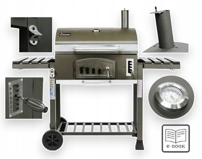 Activa Angular XXL Koolgrill Deluxe 70x46cm met Gietijzeren Haan