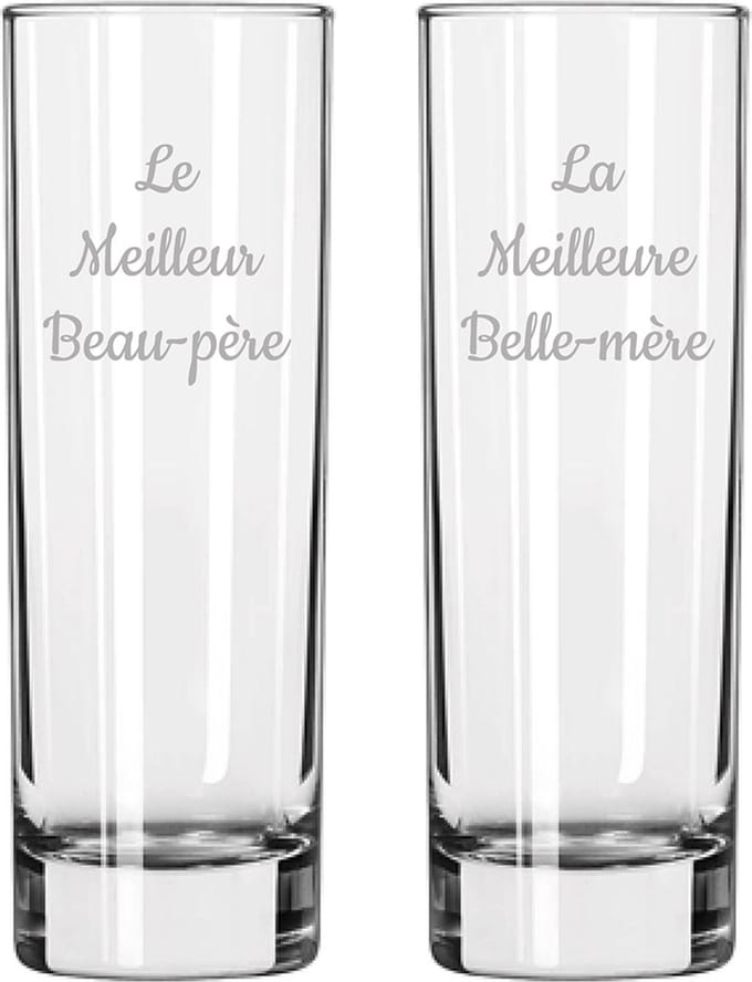 Longdrinkglas gegraveerd - 22cl - Le Meilleur Beau-père & La Meilleure Belle-mère