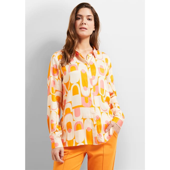 Bugatti Damen Overhemdblouse van vloeiende stof