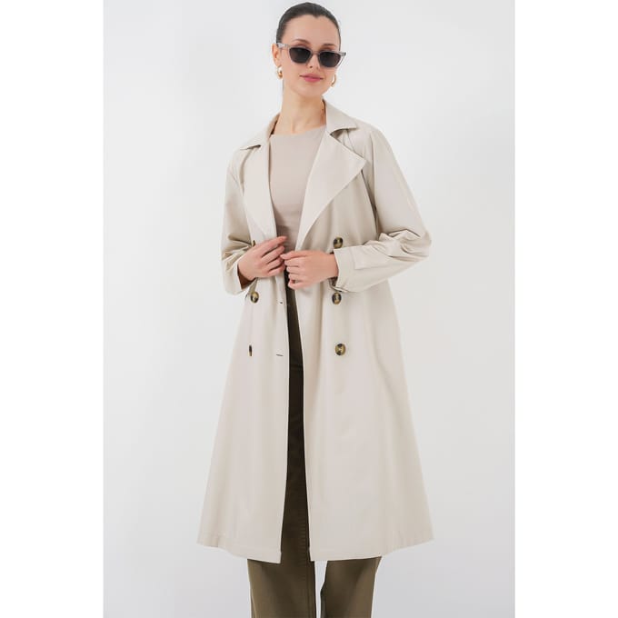 Dubbelbreasted Lange Trenchcoat