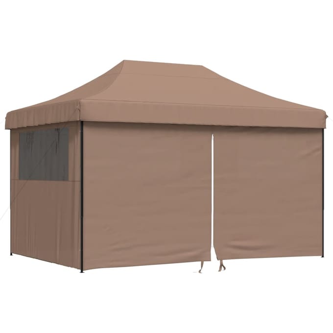 vidaXL - Partytent - inklapbaar - pop-up - met - 4 - zijwanden - bruin