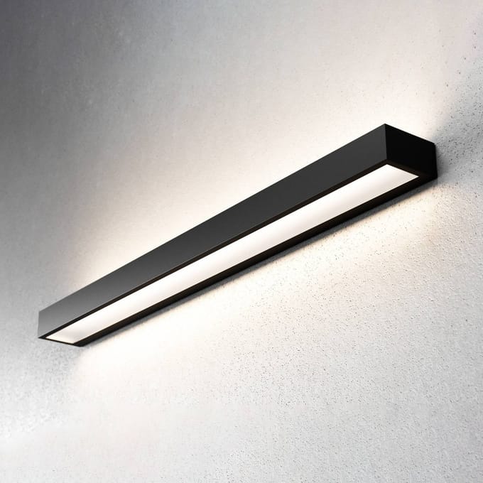 MCJ LED wandlamp Mera, breedte 80 cm, zwart, 3000K