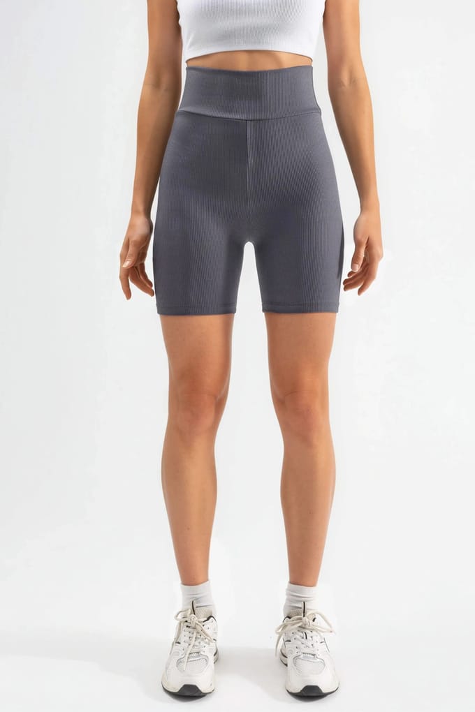 Hoge Taille Geribbelde Biker Shorts