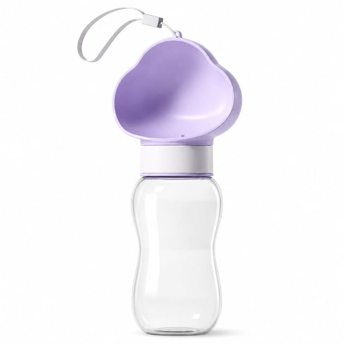 VHV - Honden Drinkfles - 600 ml Waterdispenser met Brede Drinkbak - Voor Reizen