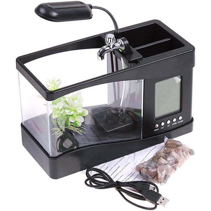 Mini aquarium noir avec USB Aquarium créatif noir