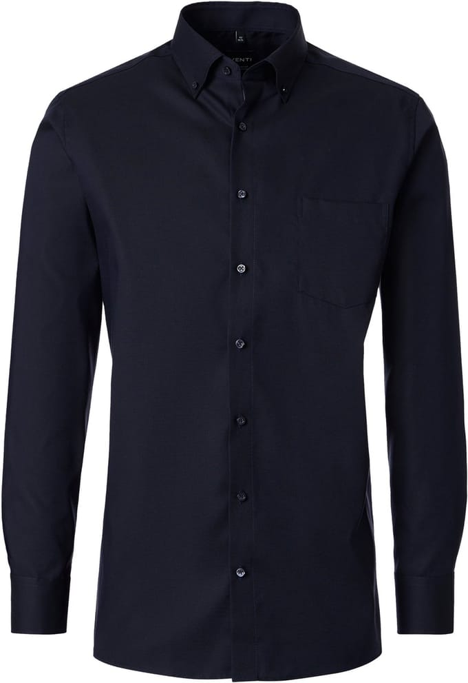 VENTI CASA MODA comfort fit overhemd - structuur - donkerblauw - Strijkvrij - Boordmaat: 48