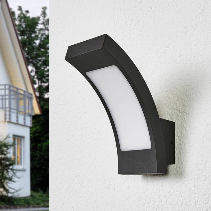 Lucande LED buiten wandlamp Juvia, 19 cm, antraciet, IP54