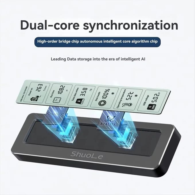 M.2 NVME/NGFF Dubbel Protocol SSD Behuizing Visuele Slimme SSD Case Gezondheidsdetectie USB 3.2 Gen 2 10Gbps Aluminiumlegering PCI-E Behuizing only nvme gray