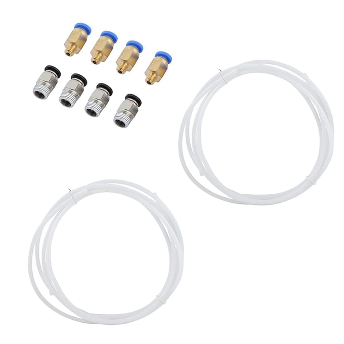 2*Tube PTFE PTEE 4*Raccord Rapide PC4 M6+4*Raccord Pneumatique Droit PC4 M10 Pousser blanc