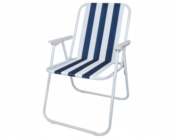 Opvouwbare campingstoel, strandstoel, lichtgewicht, blauw/wit