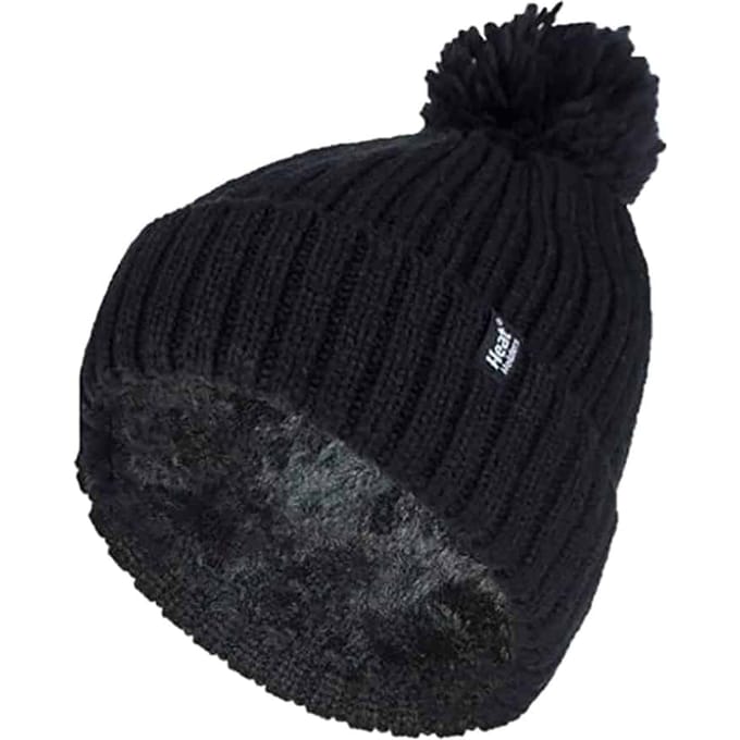 Heat Holders - Thermische Pom Pom Bobble-hoed voor dames - Zwart
