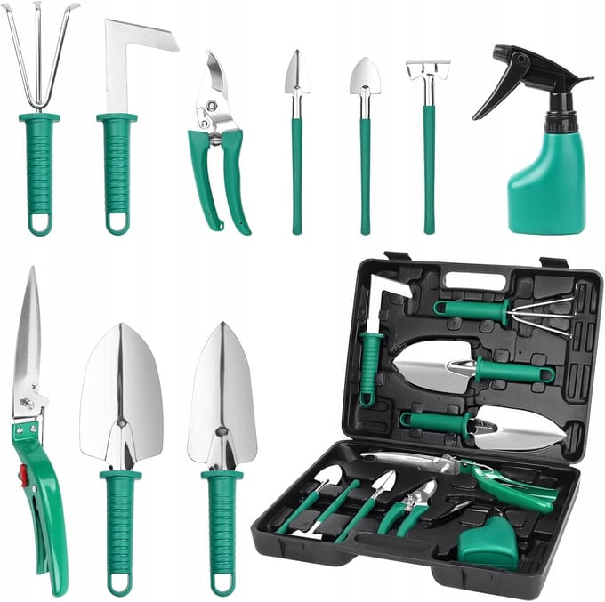 Mini Tuin gereedschap set 10 stuks met koffer