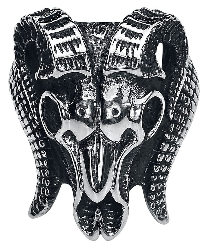 etNox hard and heavy - Gothic Ring - Ram's Skull - zilverkleurig