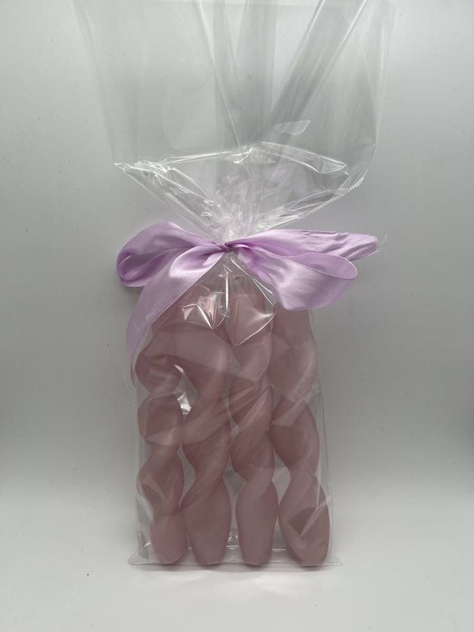 Gedraaide kaarsen set 4 stuks - roze
