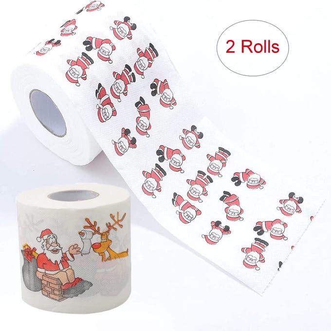 Grappig Kerst Themapapier Rollen voor Feestdecoratie en Toiletgebruik