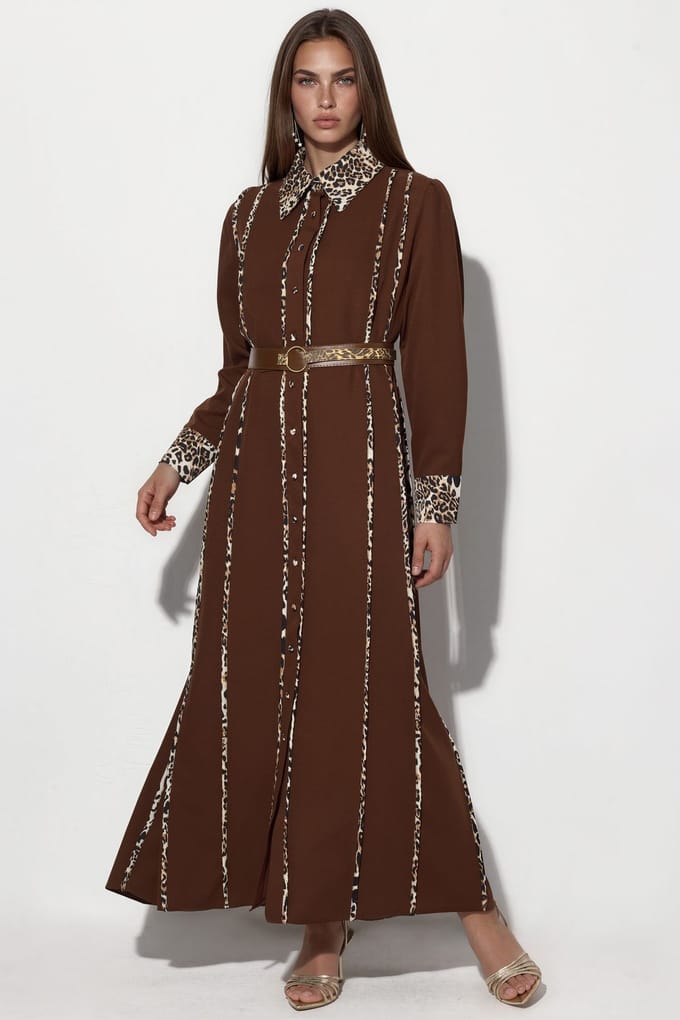Leopardprint Maxi Shirt Jurk