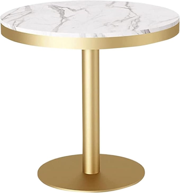 Bartafel Rond - Keukentafel Hoge Tafel - Drankjes Serveren - Krasbestendig Marmerblad - 55x105cm - Wit