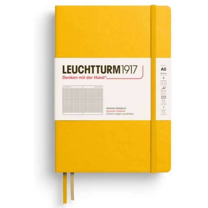 Leuchtturm1917 notitieboekje, hardcover, medium a5, geruit, sunflower