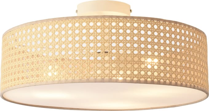 Design plafondlamp Ascot 3xE27 wit en rotan look lux.pro