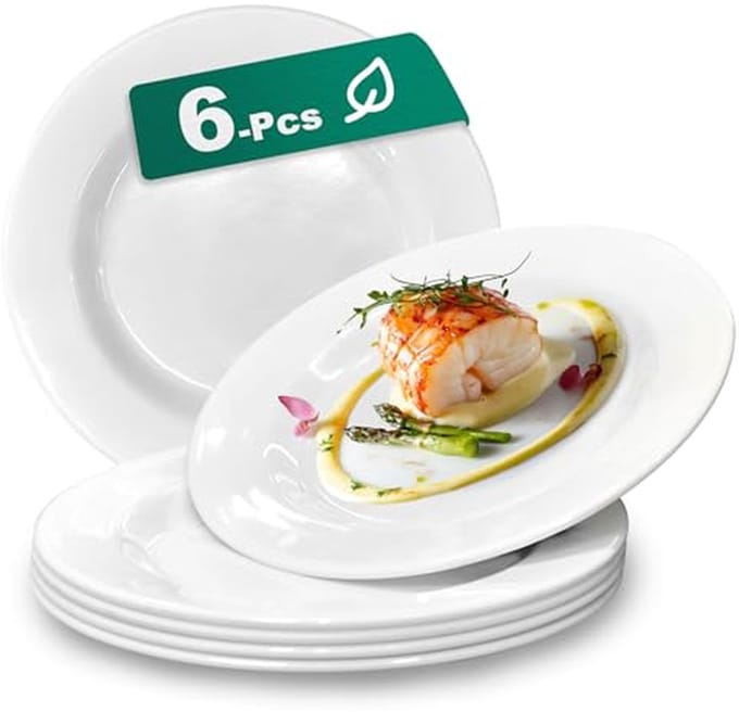 Bordenset - Dinerborden - Dagelijks Gebruik - Onbreekbaar en Licht - 6 Sets 8 Inch - Wit
