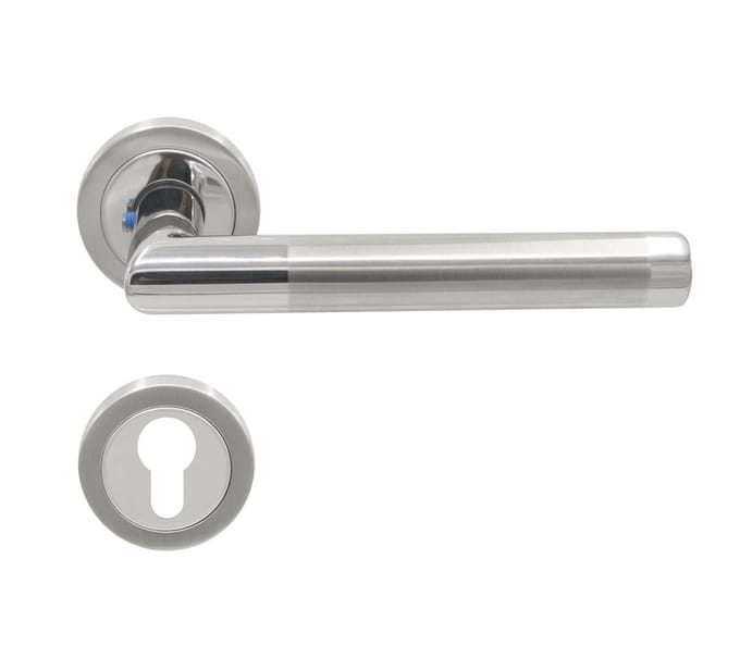 Slotman Solutions Deurklink Cilinder – RVS – Rond Rozet – PZ55 – Deurbeslag Set