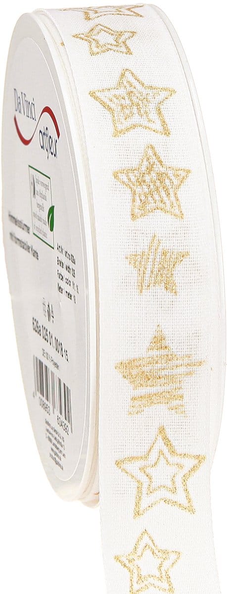 Kerstlint met stermotief witgoud 25mm 18m