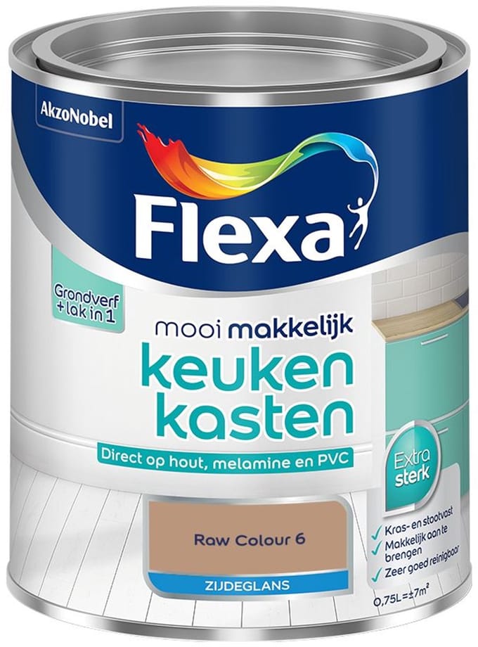 Flexa - Mooi Makkelijk Keukenkasten Zijdeglans - Raw Colour 6 - Mengverf - 750 Ml