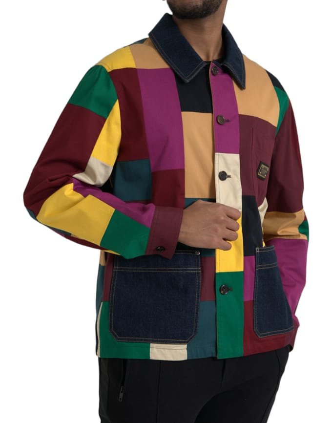 Multikleurige Patchwork Denim Jas