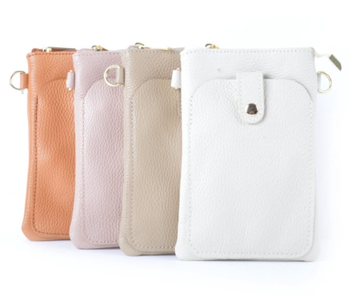 Giuliano lederen telefoontasje - Bruin - Made in Italy