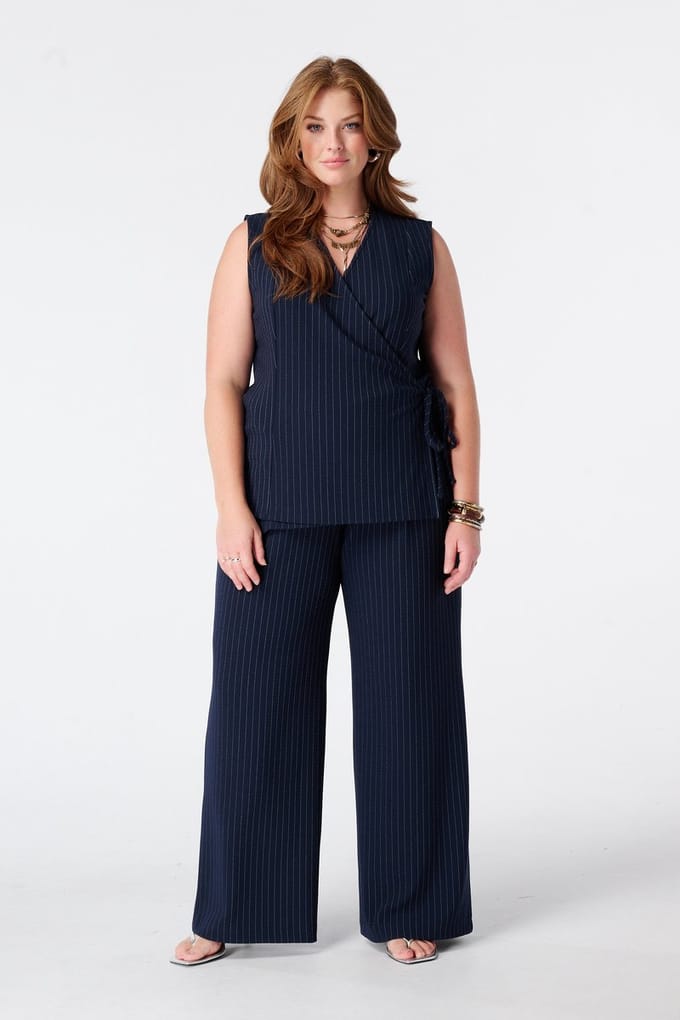 MS Mode Broek Pantalon met krijtstreep